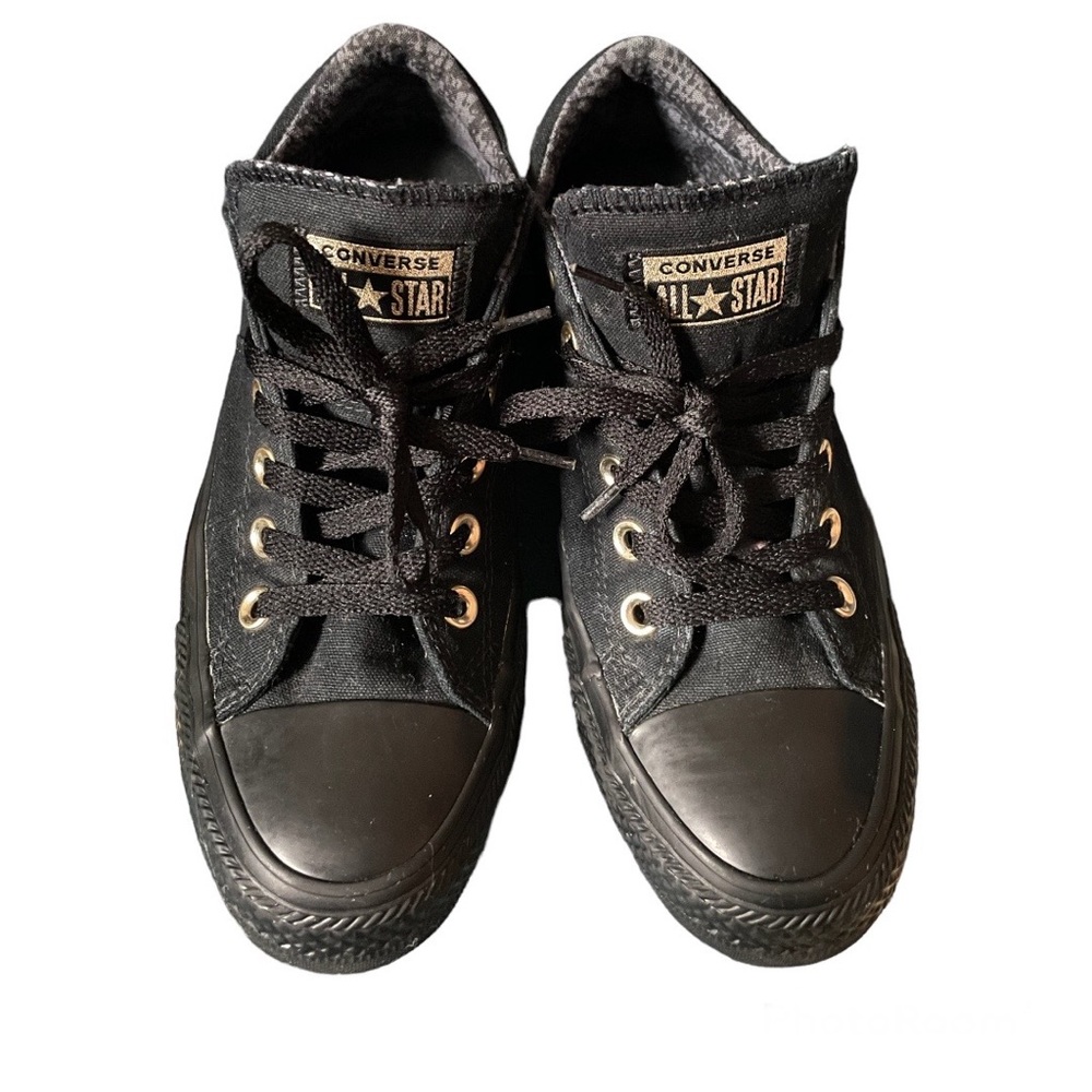 Women’s Converse Sneakers  black with gold accents Size 8